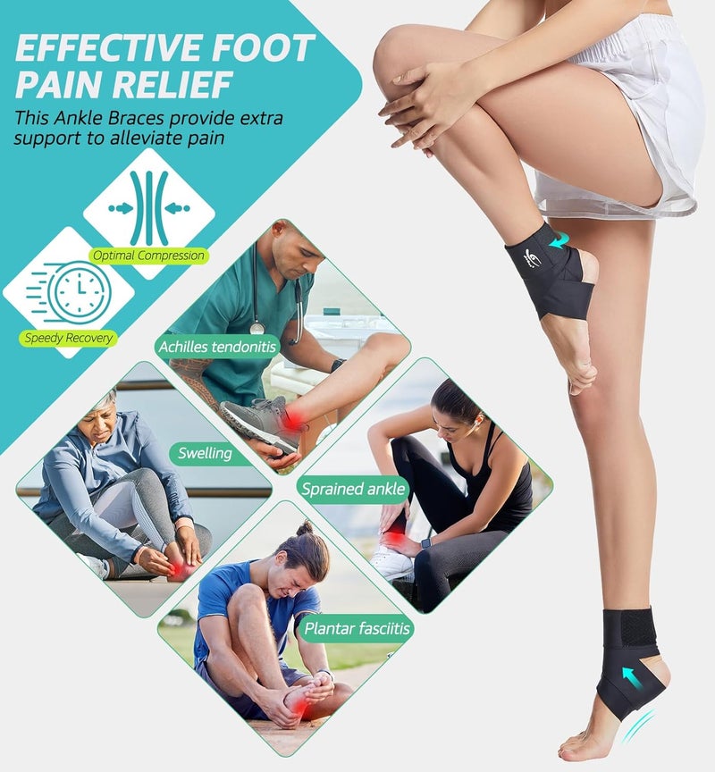 HiRui Ultrathin High-Elastic Ankle Wraps Ankle Brace for Men Women Kids, Adjustable Ankle Straps for Running, Football, Basketball, Sprains, Arthritis, Plantar Fasciitis (Black, Medium (Pack of 1)) - Image 4